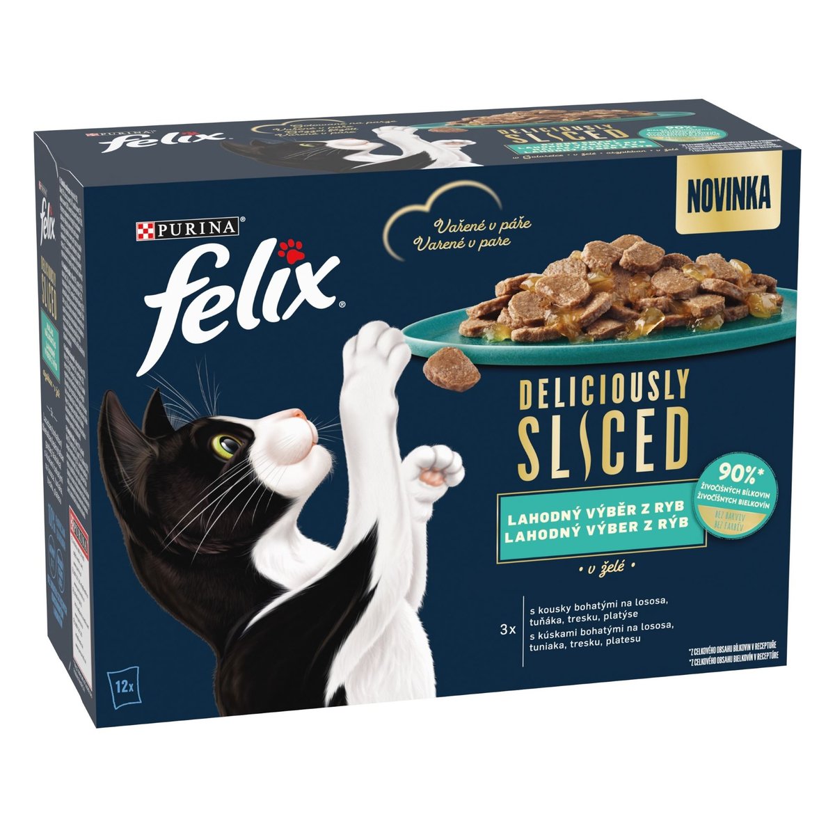 Felix Deliciously Sliced lahodný výběr z ryb v želé pro kočky 12×80 g