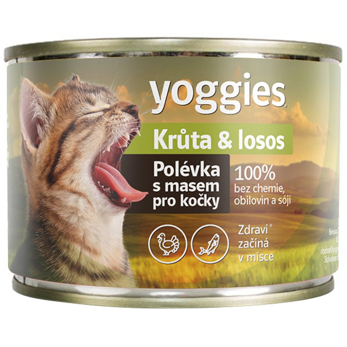 Yoggies Polévka pro kočky krůta a losos