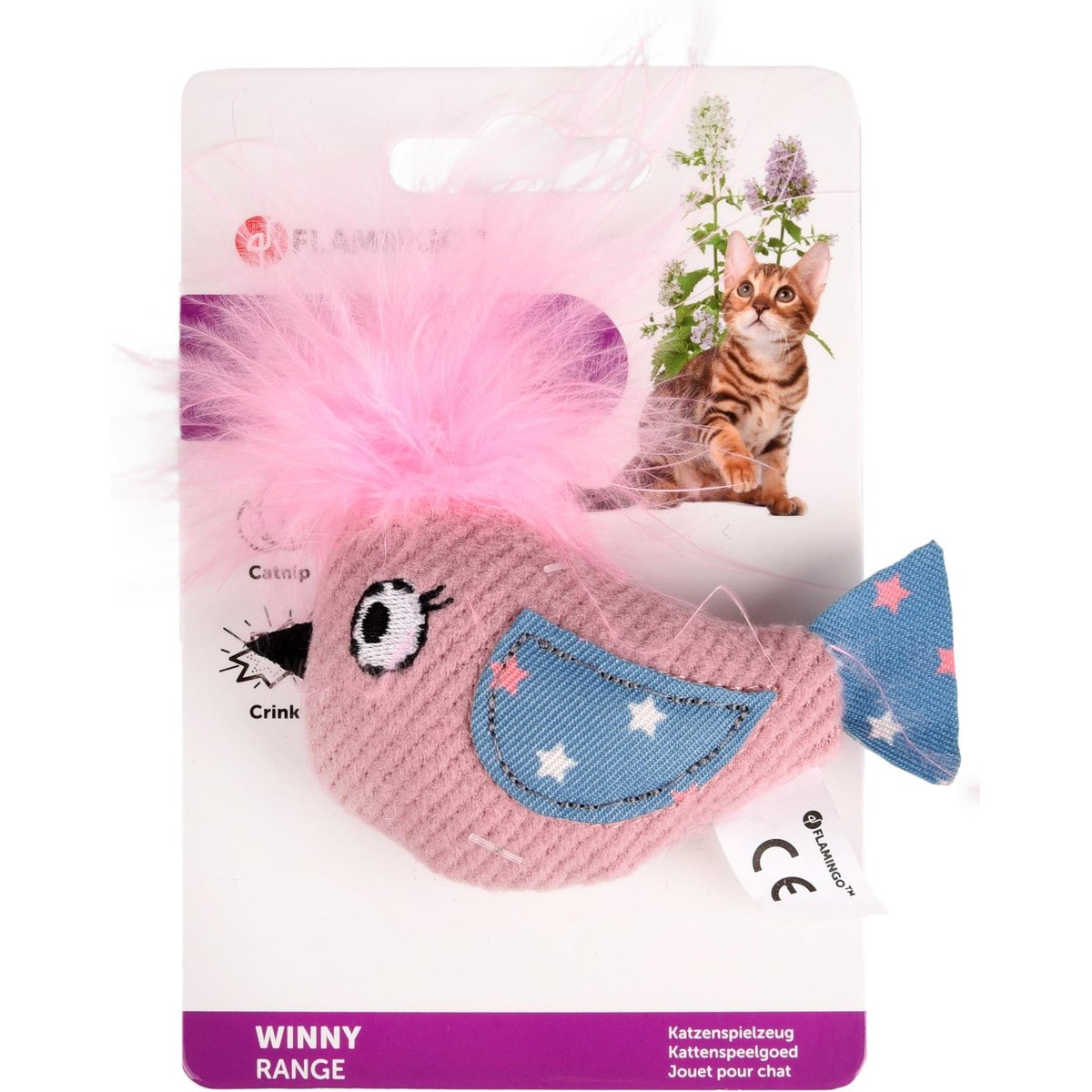 Flamingo Winny hračka pro kočky ptáček
