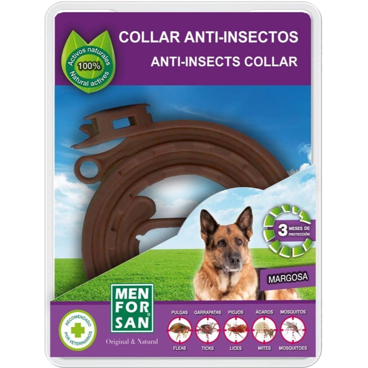Menforsan Přírodní antiparazitní obojek pro psy odpuzující klíšťata a blechy
