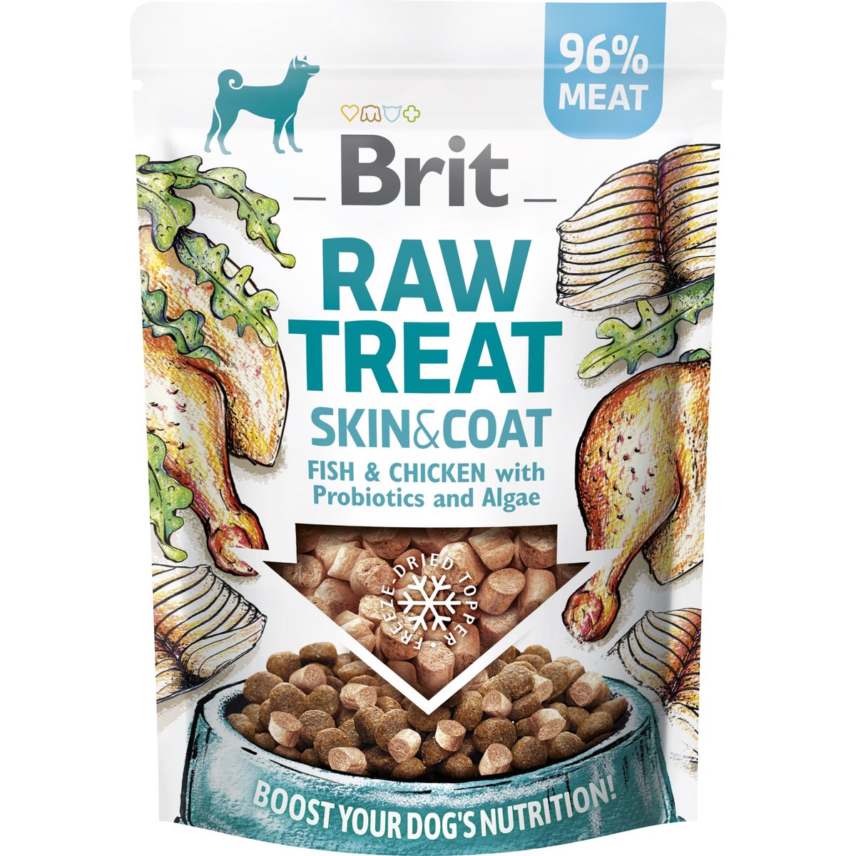 Brit Raw Treat Skin & Coat lyofilizovaný pamlsek pro psy