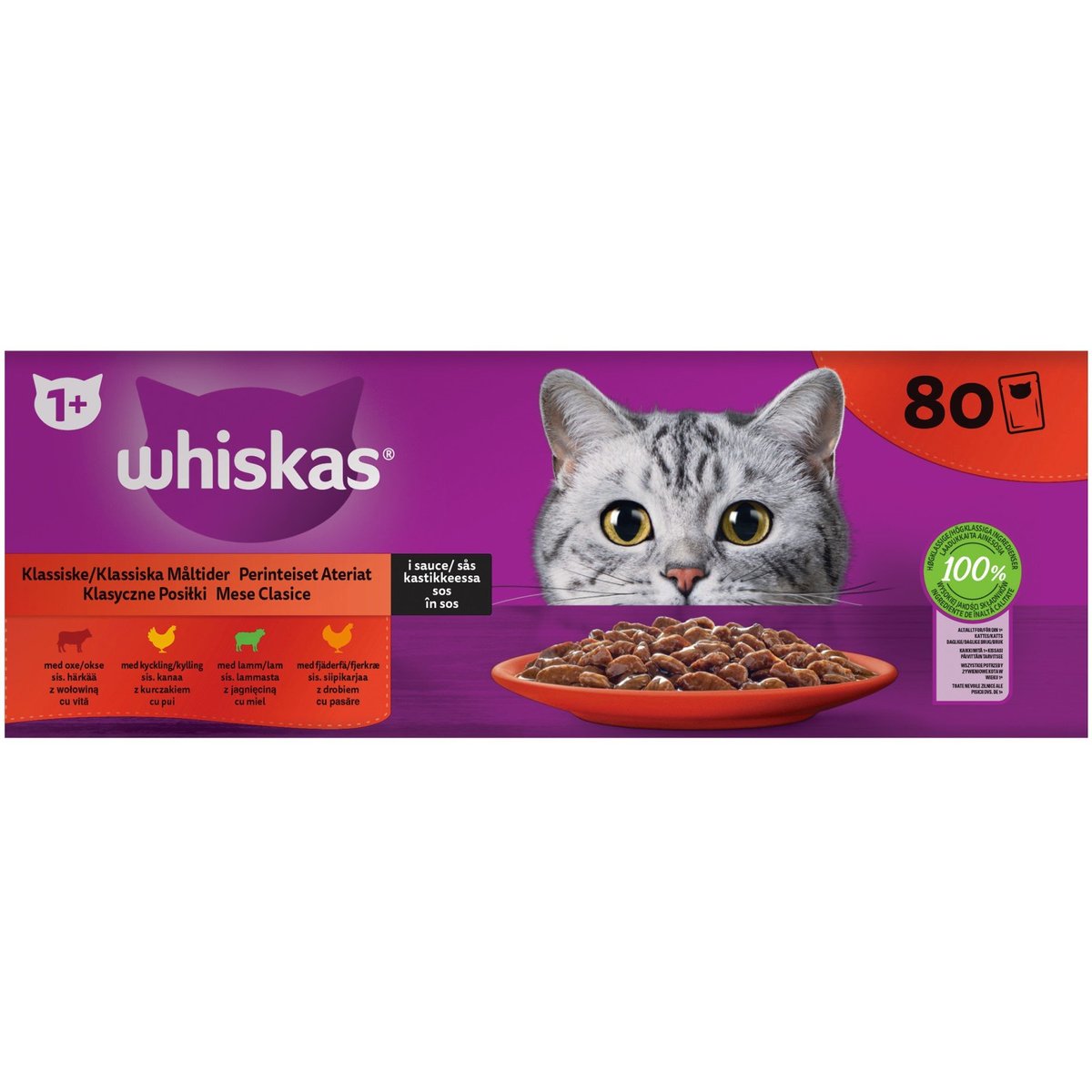 Whiskas Kapsičky pro dospělé kočky klasický výběr ve šťávě 80×85 g
