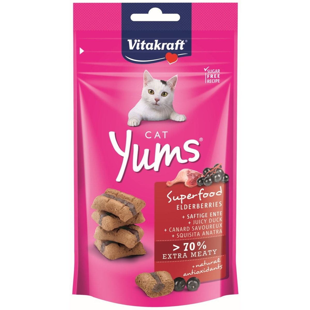 Vitakraft Cat Yums Superfood Polštářky s bezinkami pamlsek pro kočky