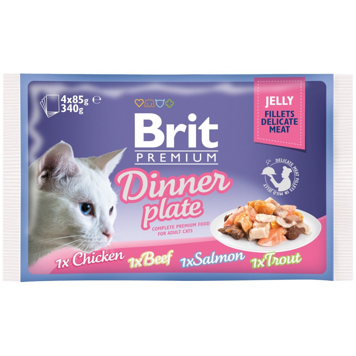 Brit Premium Cat Dinner Plate kapsičky pro kočky 4×85 g