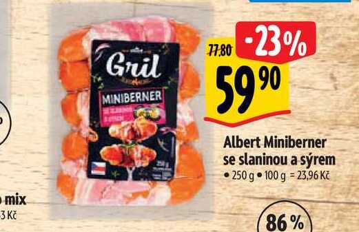  Albert Miniberner se slaninou a sýrem • 250 g   