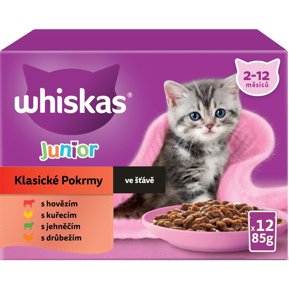 Whiskas Kapsičky klasický výběr ve šťávě pro koťata 12×85 g