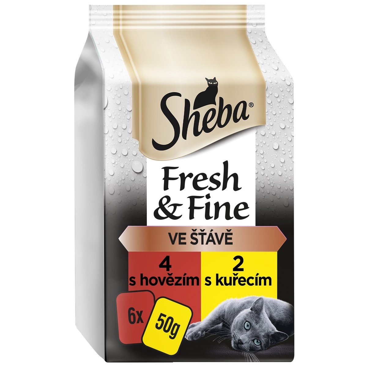 Sheba Fresh & Fine kapsičky kuřecí a hovězí pro dospělé kočky (6×50g)