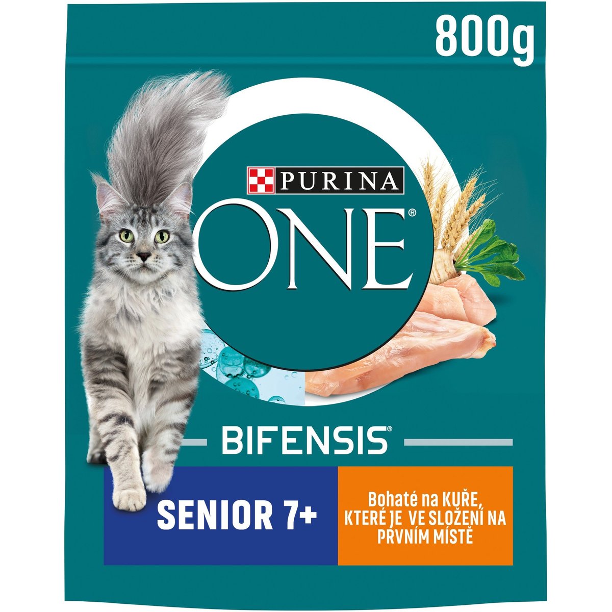 Purina ONE Senior 7+ s kuřetem a celozrnnými obilovinami pro kočky