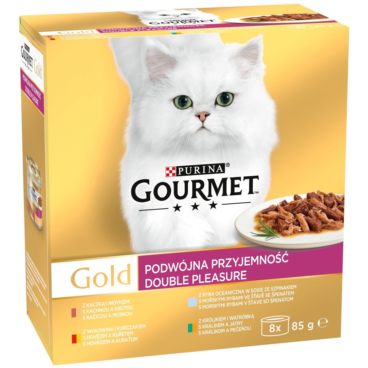 Gourmet Gold Multipack Double Pleasure konzervy s kousky ve šťávě 8×85 g pro kočky
