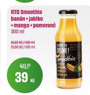 RTD Smoothie banán + jablko +mango+pomeranč 300 ml 