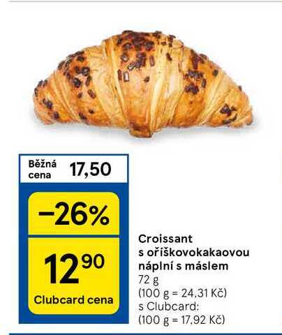 Croissant s oříškovokakaovou náplní s máslem
