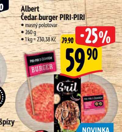 Albert Čedar burger PIRI-PIRI  260 g