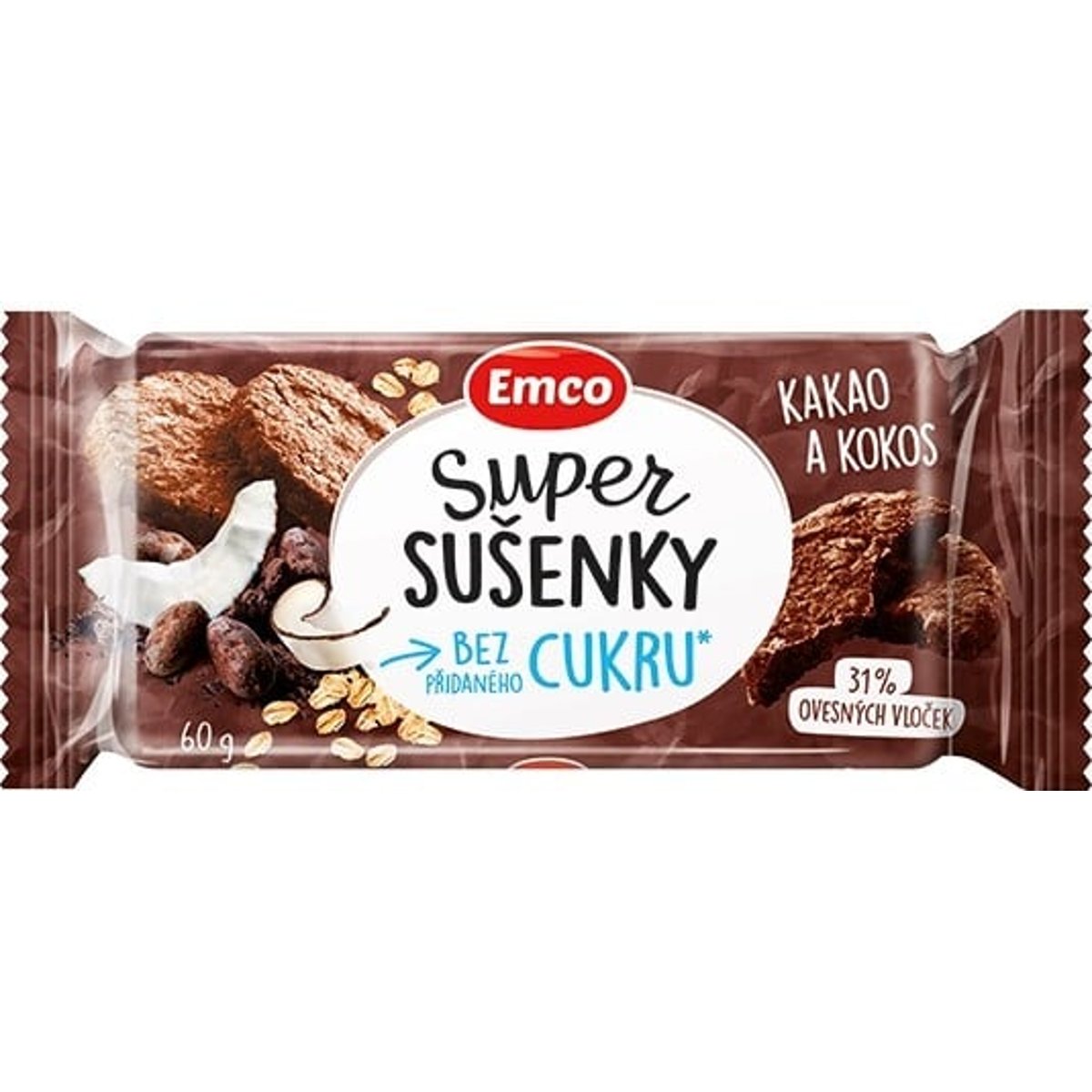 Emco Super sušenky bez přidaného cukru kakao a Kokos