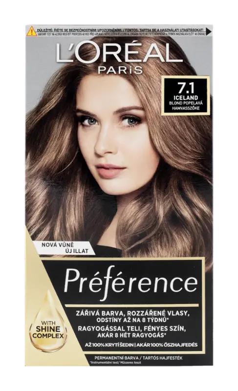 L'Oréal Barva Preference 7.1 Iceland blond popelavá, 1 ks
