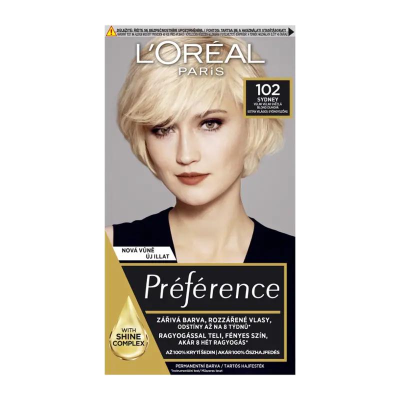 L'Oréal Barva na vlasy Préférence 102 velmi světlá blond, 1 ks
