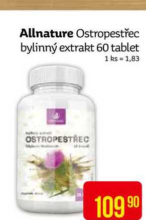 Allnature Ostropestřec bylinný extrakt 60 tablet 
