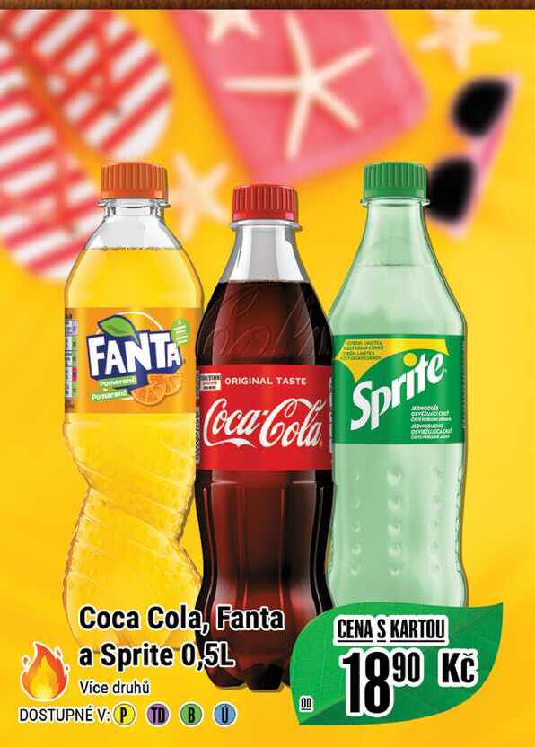 Coca Cola, Fanta a Sprite 0,5 L  