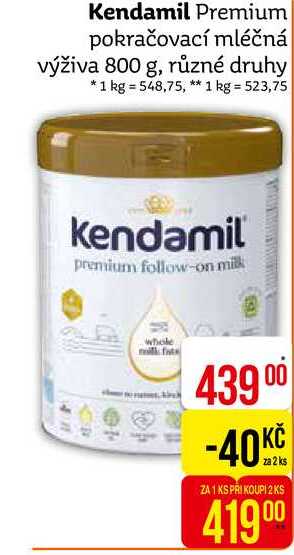 Kendamil Premium pokračovací mléčná výživa 800 g, různé druhy 