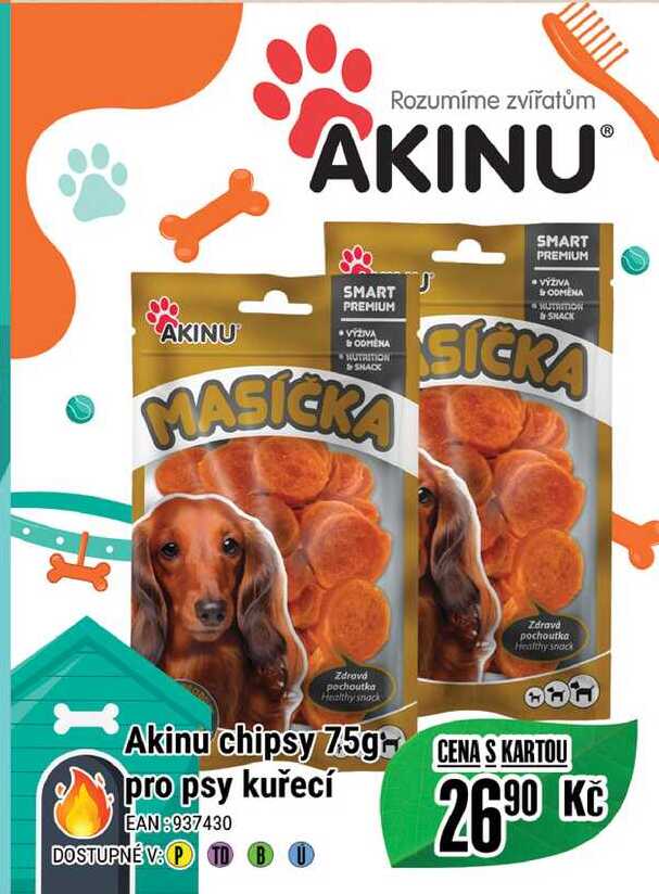 Akinu chipsy 7.5g pro psy kuřecí