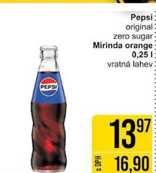 Pepsi original zero sugar Mirinda orange 0,25l 
