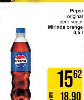 Pepsi original zero sugar Mirinda orange 0,5l