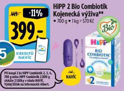 HiPP 2 Bio Combiotik Kojenecká výživa, 700 g 