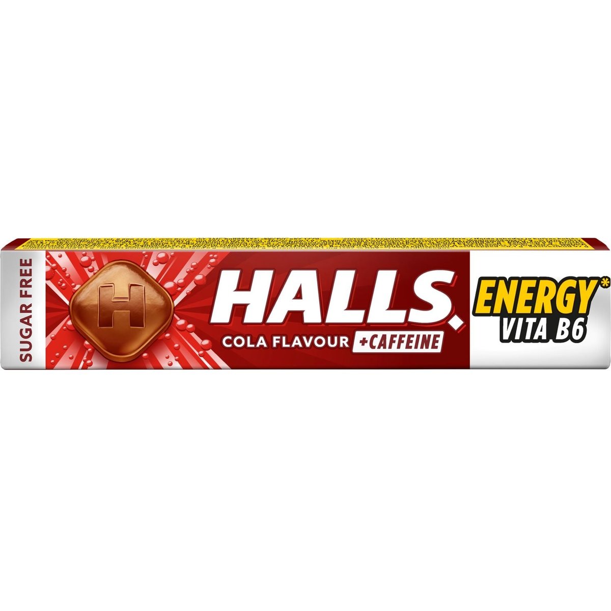 Halls Energy bonbóny s kolovou příchutí s vitaminem B6 a kofeinem