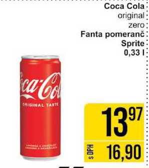 Coca Cola original zero Fanta pomeranč Sprite 0,33 l
