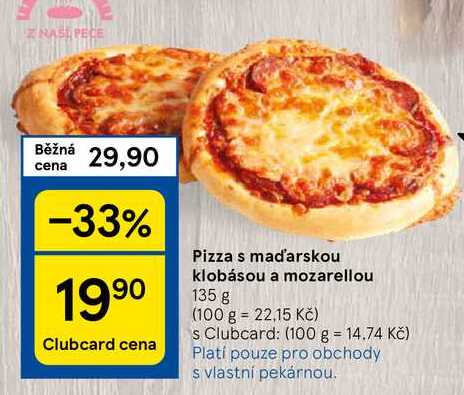 Pizza s maďarskou klobásou a mozarellou, 135 g 