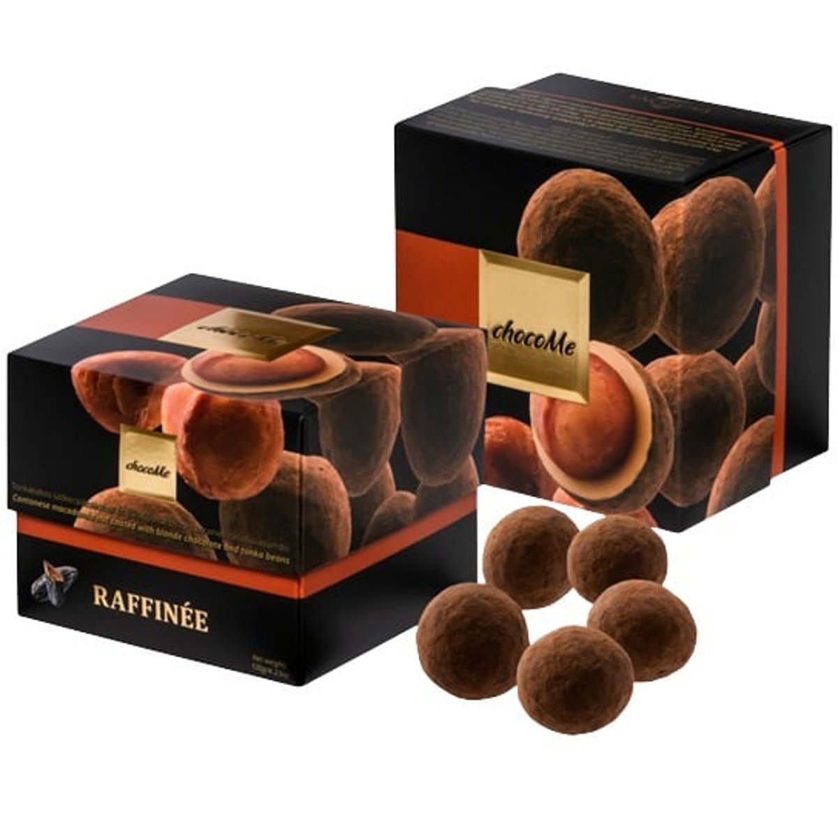 chocoMe Raffinée kantonské makadamové ořechy v blond čokoládě a bobech tonka