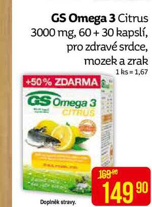 GS Omega 3 Citrus 3000 mg, 60+ 30 kapslí