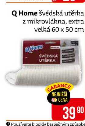 Q Home švédská utěrka z mikrovlákna, extra velká 60 x 50 cm