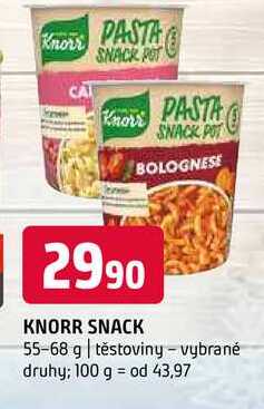 Knors snack 55-68 g těstoviny vybrané druhy