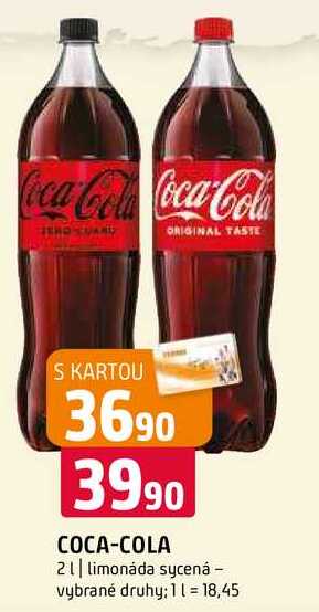 Coca-Cola 2l, vybrané druhy
