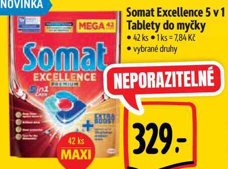 Somat Excellence 5 v 1 Tablety do myčky, 42 ks 