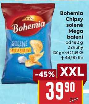 Bohemia Chipsy solené Mega balení, 190 g 