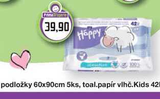 Happy toaletní papír vlhčeny Kids 42ks