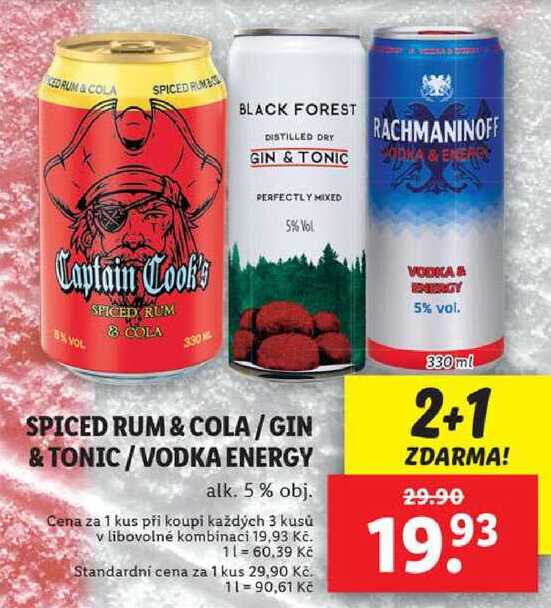 SPICED RUM & COLA/GIN & TONIC/VODKA ENERGY, 330 ml