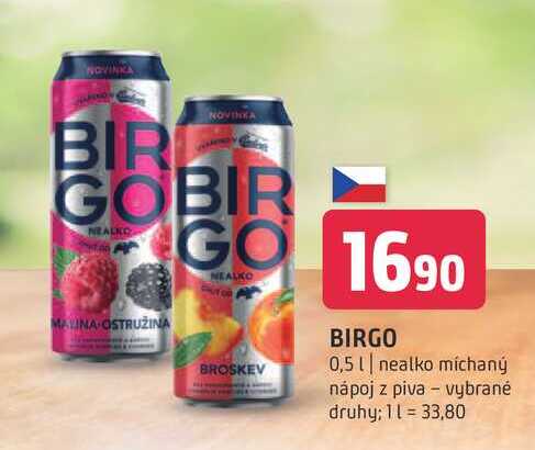 Birgo 0,5l nealko míchaný nápoj z piva vybrané druhy