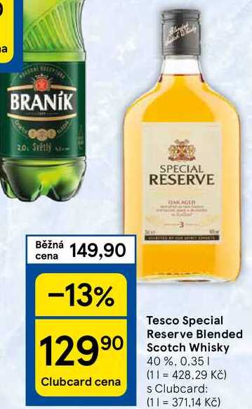 Tesco Special Reserve Blended Scotch Whisky 40%, 0.35 1