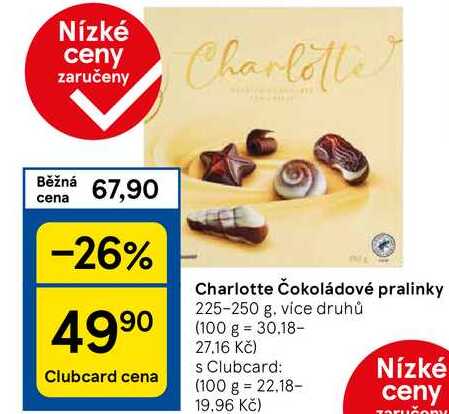 Charlotte Čokoládové pralinky, 225-250 g
