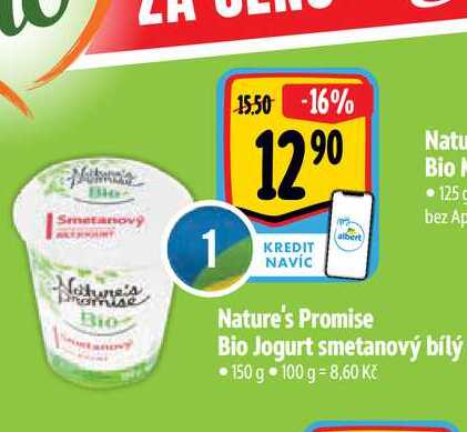   Nature's Promise Bio Jogurt smetanový bílý 150 g 