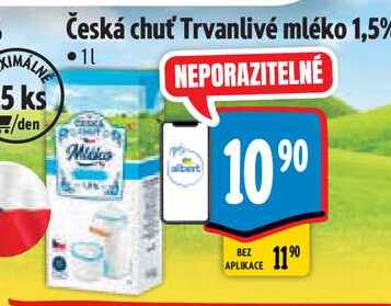   Česká chuť Trvanlivé mléko 1,5% 1 l