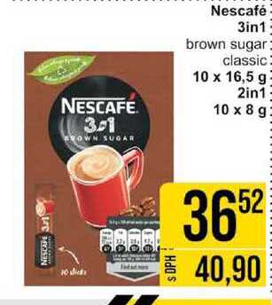 Nescafé 3in1 brown sugar classic 10 x 16,5 g 2in1 10 x 8 g