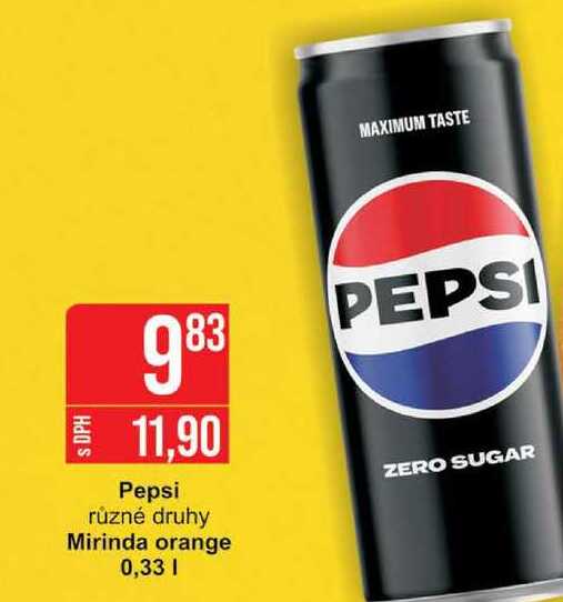 Pepsi různé druhy Mirinda orange 0,33l