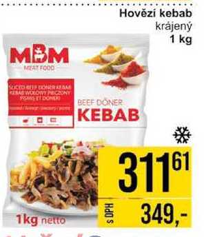 Hovězí kebab krájený 1 kg 