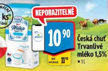 Česká chuť Trvanlivé mléko 1,5%, 1 l