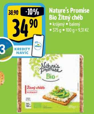 Nature's Promise Bio Žitný chéb, 375 g