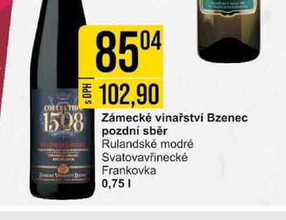 Zámecké vinařství Bzenec pozdní sběr Rulandské modré Svatovavřinecké Frankovka 0,75l 