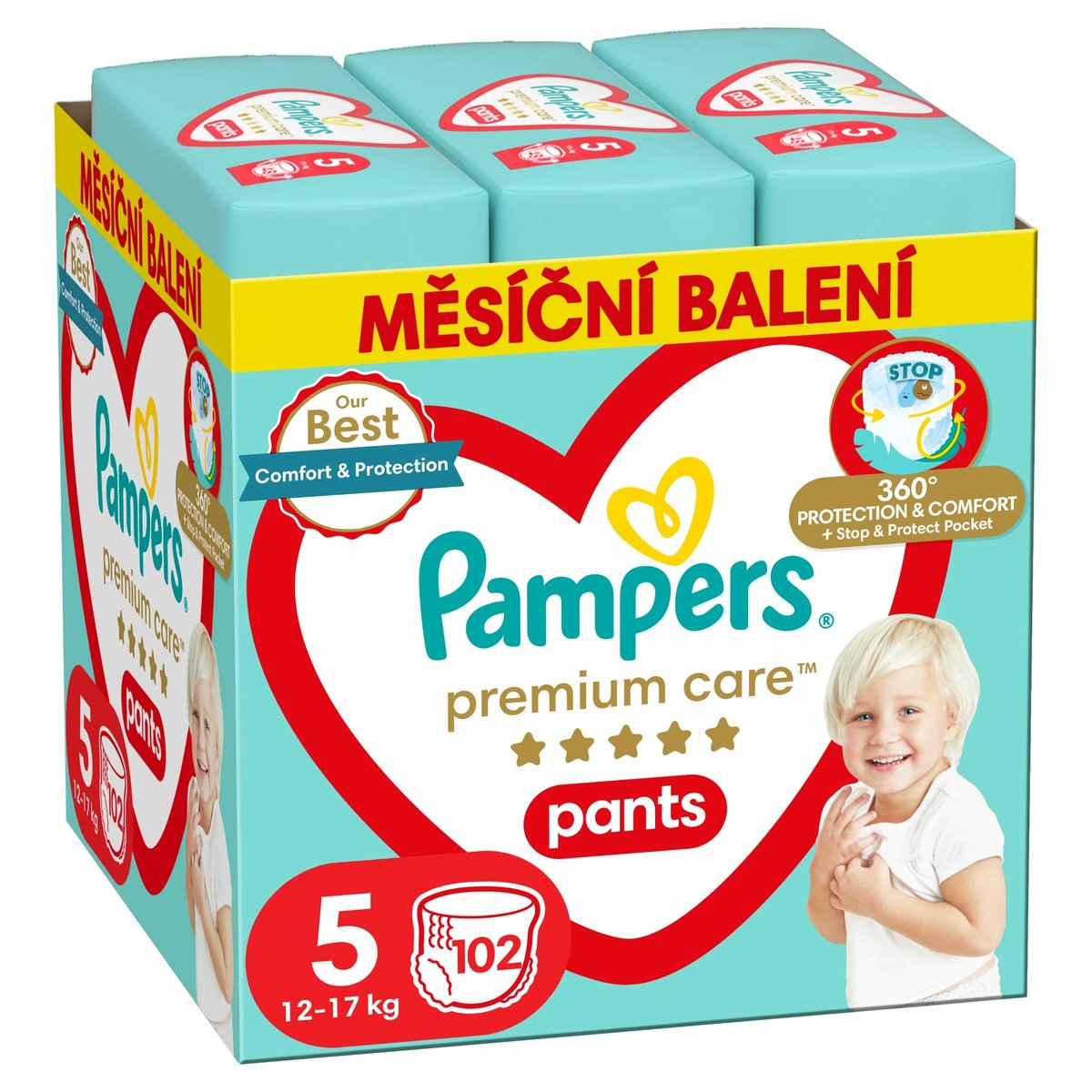 Pampers Pants Premium care plenkové kalhotky 5 (12–17 kg)